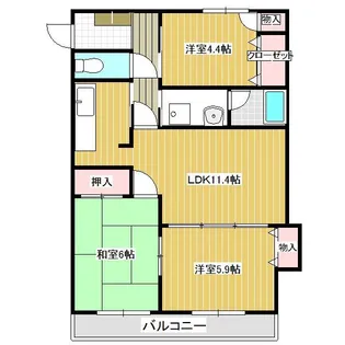 カヤバプラザC館【3階】の間取り