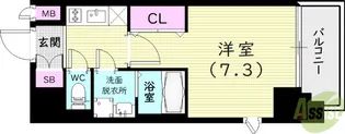 レジュールアッシュ神戸グランフィール【9階】の間取り