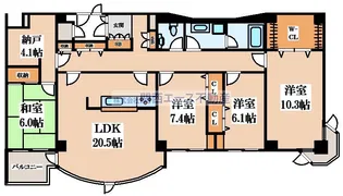 メロディーハイムエクセル石切【2階】の間取り
