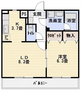 メゾンサンパティーク【2階】の間取り