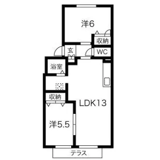 ファミーユ高桑B【1階】の間取り