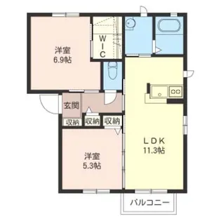 ラウンドパディ―B【2階】の間取り