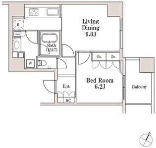 LaSante一番町(ラサンテ一番町)(旧・プレミエール一番町)【7階】の間取り