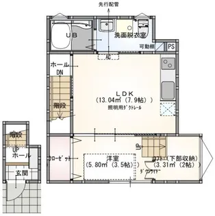 s.a.box寺家B棟【2階】の間取り