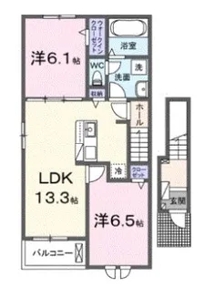 高知県香南市野市町西野【アパート】の間取り
