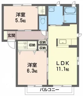 パークハウス北島 B棟【2階】の間取り