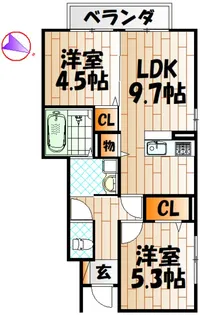 ルミエールB【1階】の間取り
