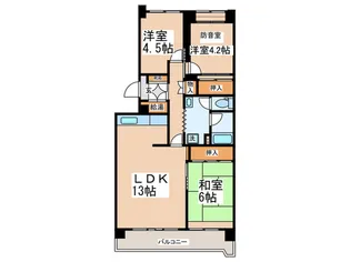 昭島つつじが丘ハイツ第17号棟【6階】の間取り