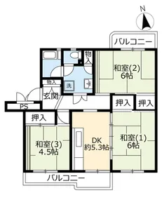 UR大津ヶ丘【5階】の間取り
