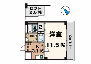 ルームズ学園北町【6階】の間取り