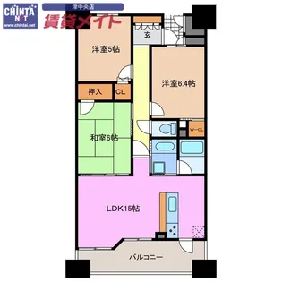 グランステーシア津新町【15階】の間取り