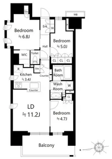 ブリリア三河島ステーションフロント【14階】の間取り