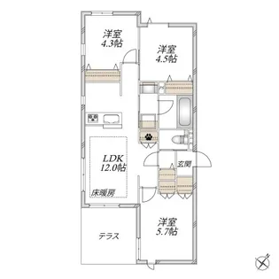 (仮称)南台2丁目ヘーベルメゾン【1階】の間取り