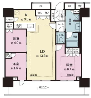 ザ タワー十条【33階】の間取り
