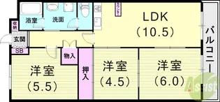 マンション住吉川【2階】の間取り