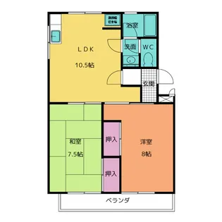 箕ノ手ハイツ B棟【3階】の間取り