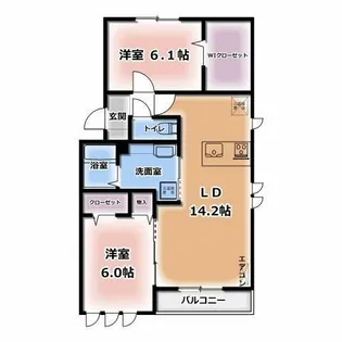 メルヴェーユイイダ芝原【1階】の間取り