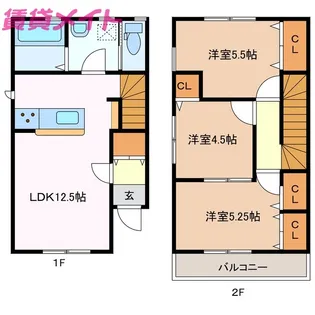 三重県鈴鹿市下箕田2【一戸建】の間取り