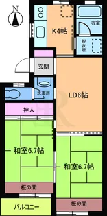 2LDKの間取り画像
