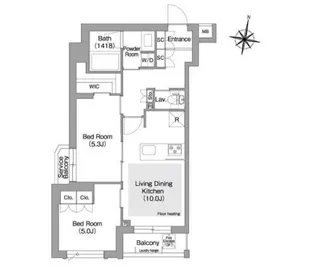 コンフォリア・リヴ東中野【1階】の間取り