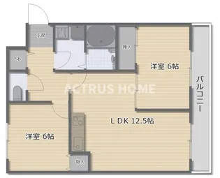 大阪府大阪市東住吉区湯里6【マンション】の間取り