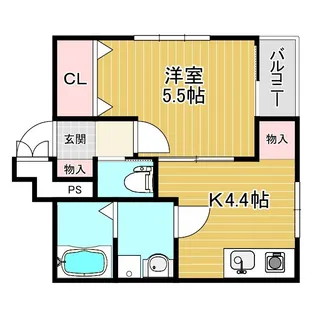 1DKの間取り画像