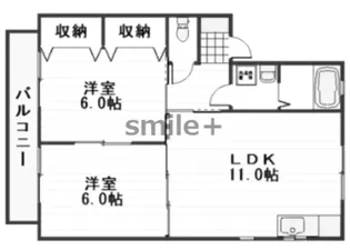 シャンポールながせE棟【2階】の間取り