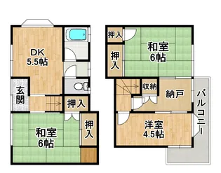 大阪府大阪市住之江区浜口東3【一戸建】の間取り