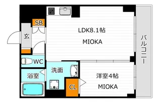 リアライズ長居公園通【4階】の間取り