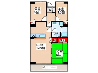 スクエア玉川上水7号棟【11階】の間取り