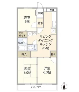 クレインパレス南大泉 B棟【3階】の間取り