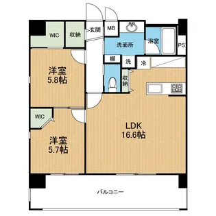 フェリーチェ九品寺【7階】の間取り