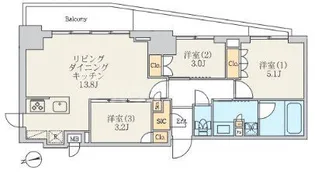 クレストコート北千住レジデンス【10階】の間取り