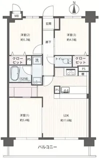 ライオンズシティ北綾瀬【2階】の間取り
