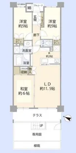 ウィルローズふじみ野【1階】の間取り