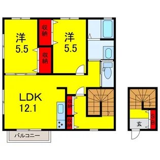 プリムローズ伍番館【2階】の間取り