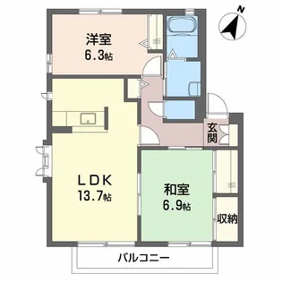 グリーンヴィレッジ B棟【1階】の間取り