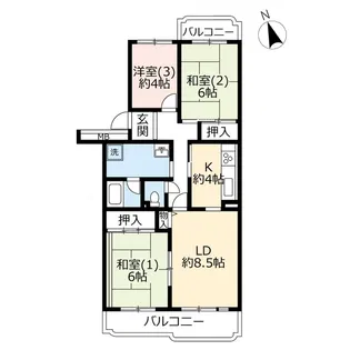 UR新座ハイツ【3階】の間取り