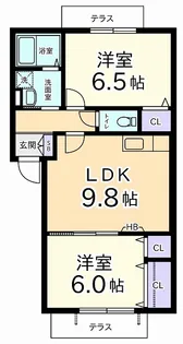 メゾンクレスト【1階】の間取り