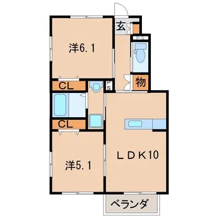 ディアコート郭内B【1階】の間取り
