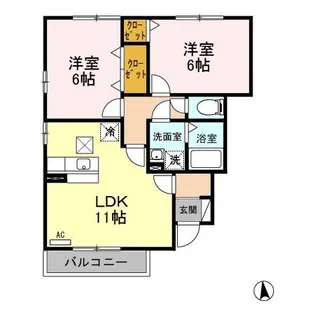 グリーン・リーフ熊倉 D【1階】の間取り