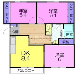 ニューエルディム御幸【3階】の間取り