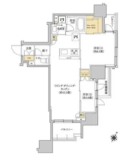 グレーシアフィット三軒茶屋【13階】の間取り