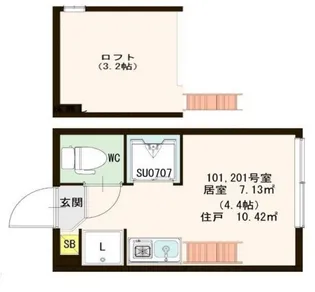 東京都中野区中央4【アパート】の間取り