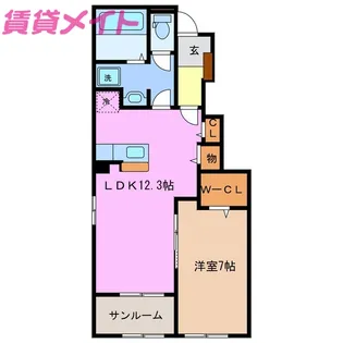 ミル ハピネス B【1階】の間取り