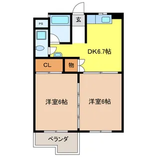 シェイーネマツノ南棟【2階】の間取り
