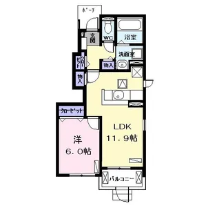 リンリバー イースト【1階】の間取り