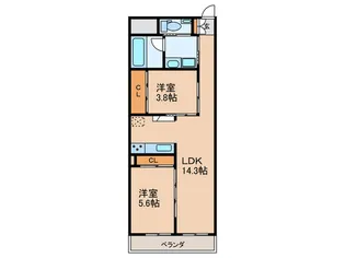リオ・コスモ西新【2階】の間取り