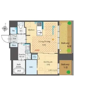 パークルール恵比寿【7階】の間取り