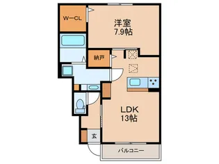 サニープレイス十一屋D棟【1階】の間取り
